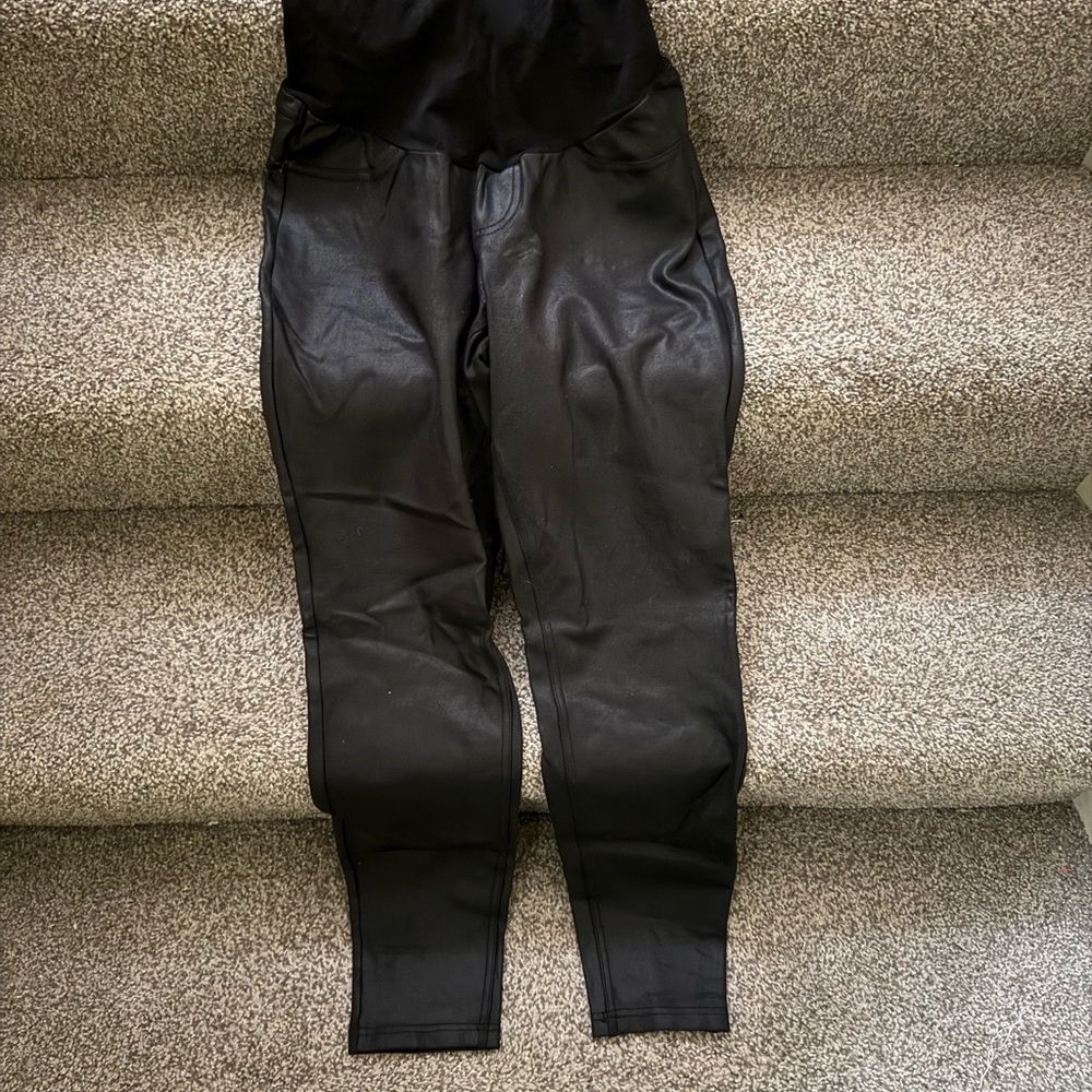 Black Faux Leather Jessica Simpson maternity Leggings